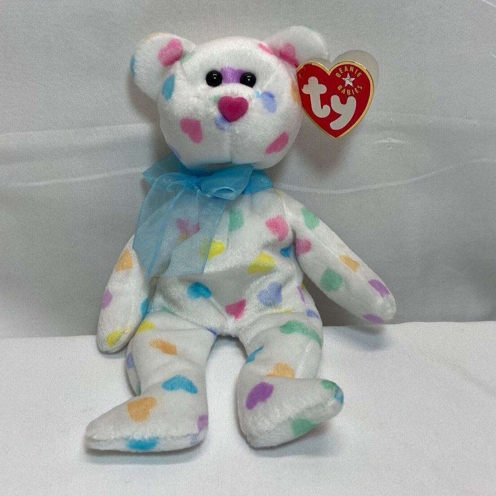 Ty Beanie Babies Kissme‎ Bear 2001 Retired Valentines Day Plush Rare Errors MWMT